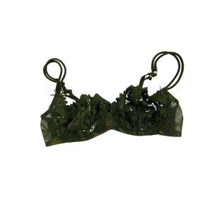 Aubade Paris Green Lace Underwire Bra 34B Polyester & Lycra Made In France 23h